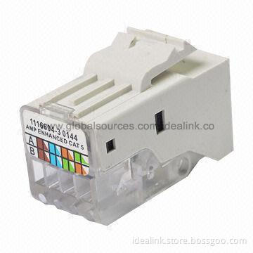 Modular/CAT6 Toolless Keystone Jack with RJ45 Connector, Various Colors are Available